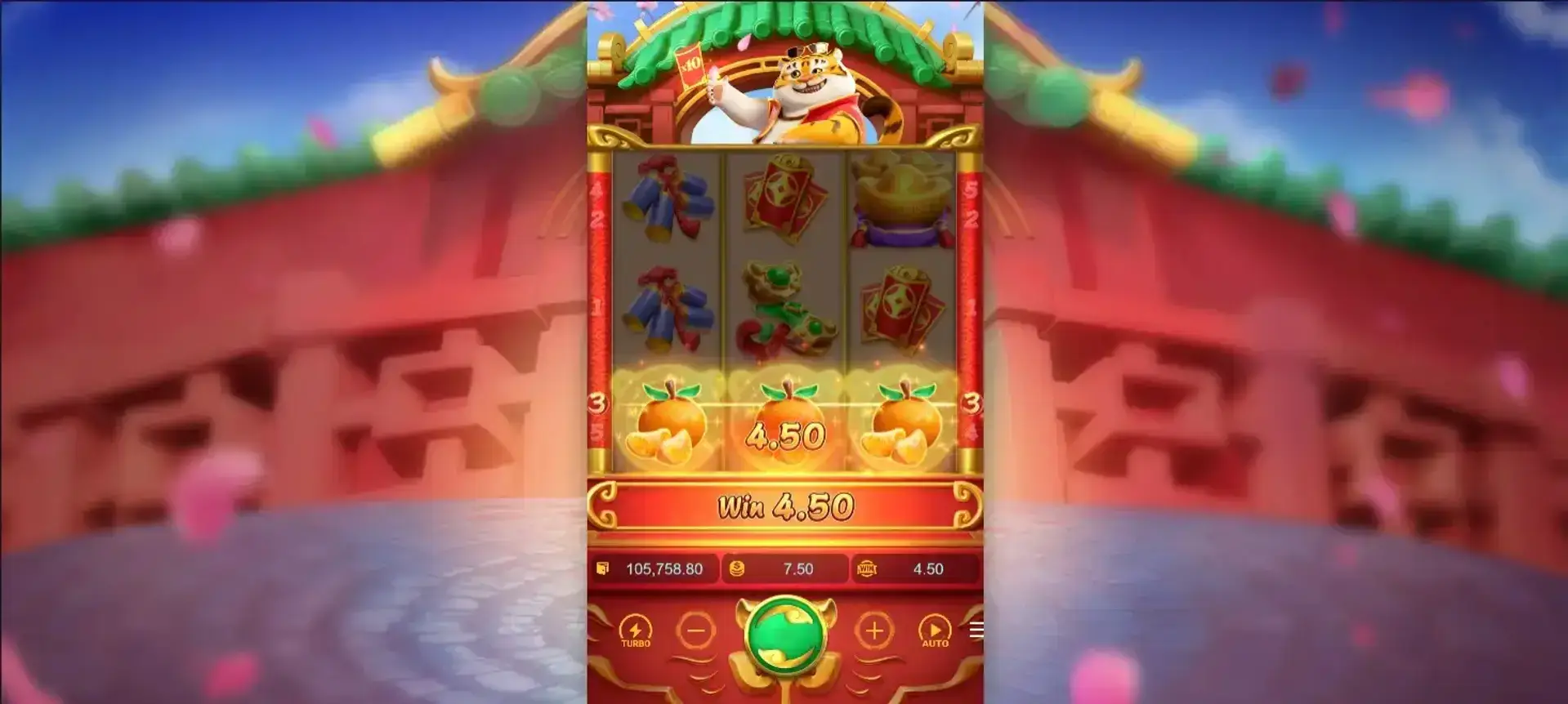 Fortune Tiger painel de configurações de aposta com controles de valor e autoplay